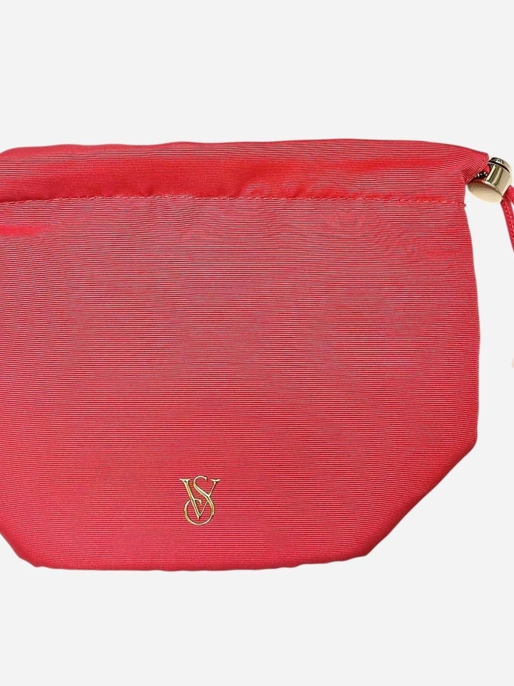 Victoria's Secret Coral-Red Cosmetic Bag with Gold Logo